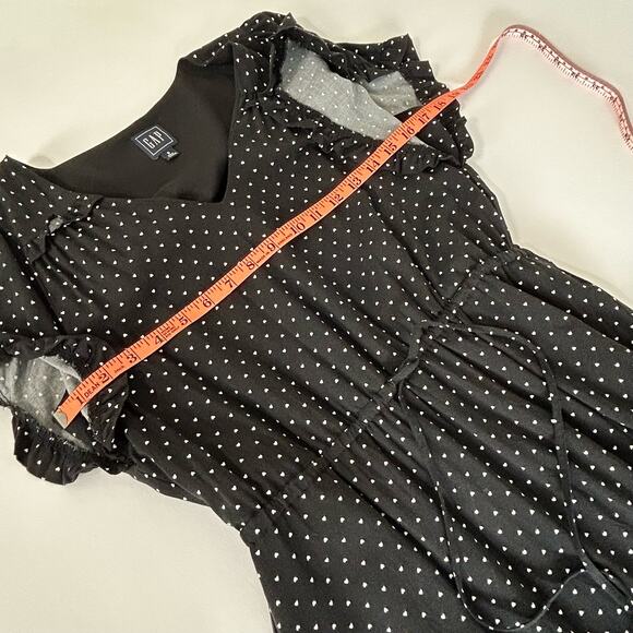 Gap Heart Ruffle Dress Small Tall Womens Hearts Black White Tie Wais Tiered - Picture 15 of 16
